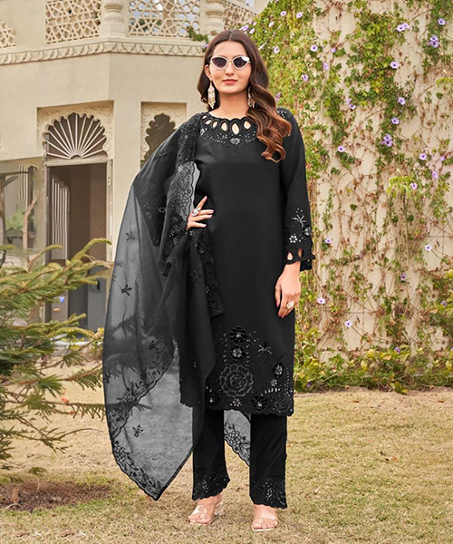 Black Silk Partywear Suit